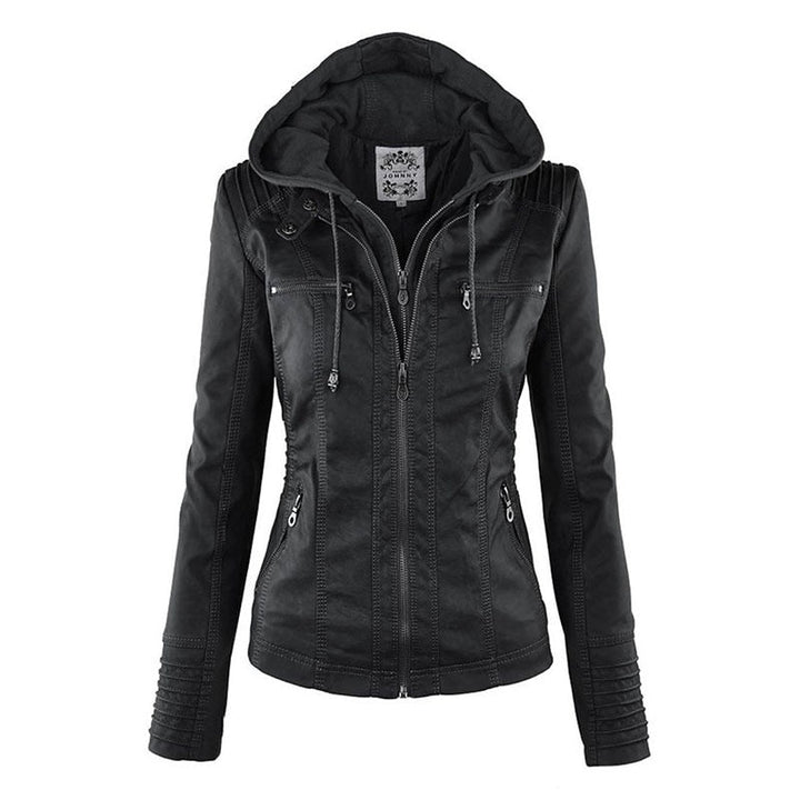 Kapuzenjacke: Basic PU-Jacke