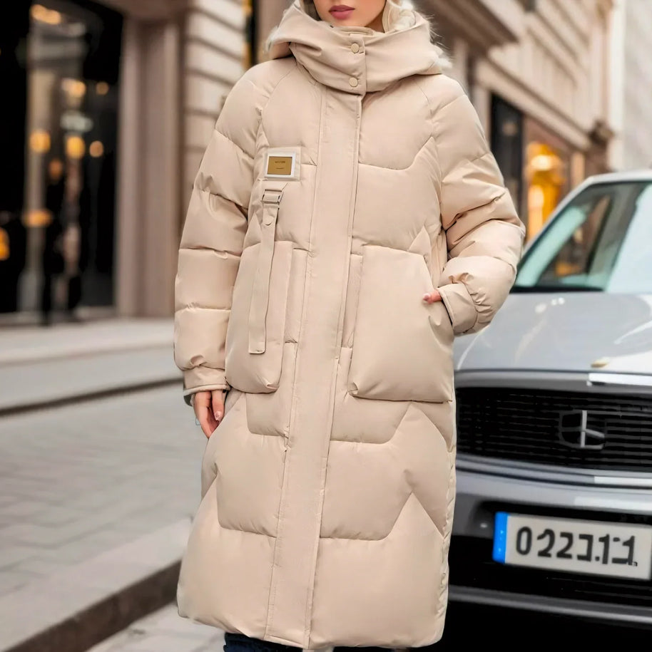 W&W – Elegante lange wasserdichte Pufferjacke