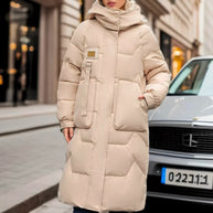 W&W – Elegante lange wasserdichte Pufferjacke