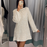 WW Kleid | Elegantes Glitzerkleid mit Schleifenverschluss am Rücken