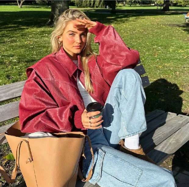 WW | Oversize Lederjacke mit urbanem Flair