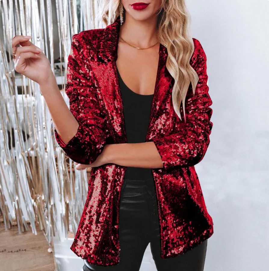 W&W Mode | Stilvolle Winter Schicke Glitzer Blazer Für Frauen