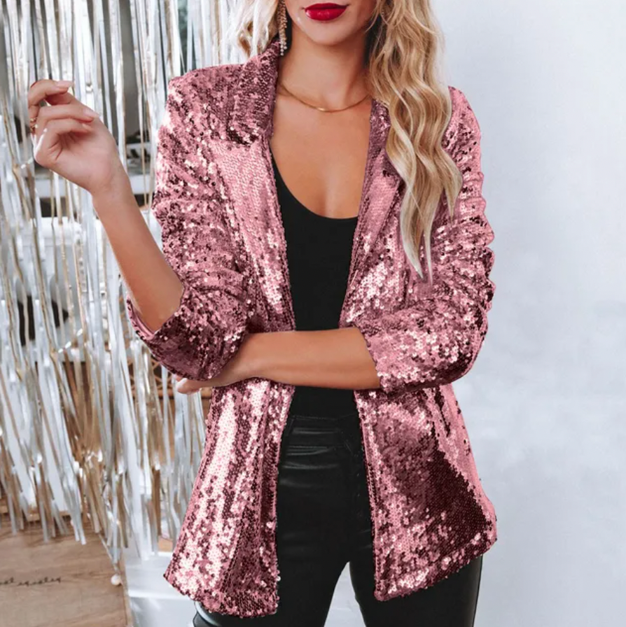 W&W Mode | Stilvolle Winter Schicke Glitzer Blazer Für Frauen