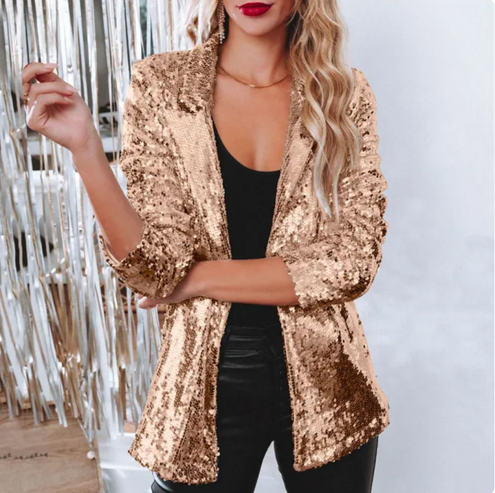 W&W Mode | Stilvolle Winter Schicke Glitzer Blazer Für Frauen