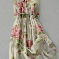 WW | Leinenkleid Mit Blumenmuster Und Knopfleiste Für Damen