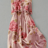 WW | Leinenkleid Mit Blumenmuster Und Knopfleiste Für Damen