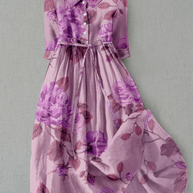 WW | Leinenkleid Mit Blumenmuster Und Knopfleiste Für Damen