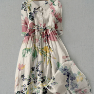 WW | Leinenkleid Mit Blumenmuster Und Knopfleiste Für Damen