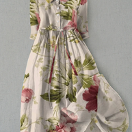 WW | Leinenkleid Mit Blumenmuster Und Knopfleiste Für Damen