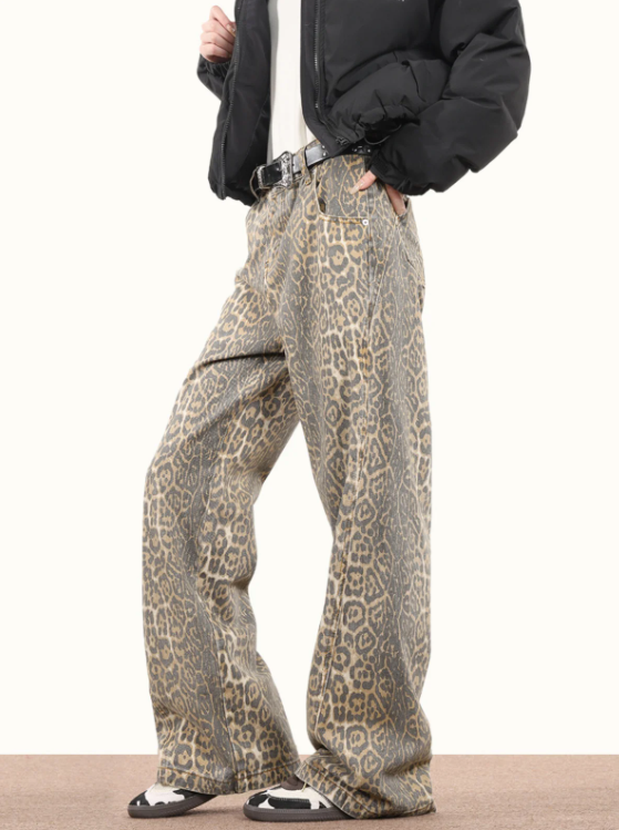 Leopard Denim Jeans