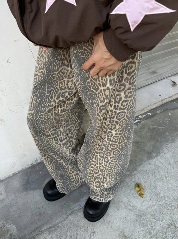 Leopard Denim Jeans