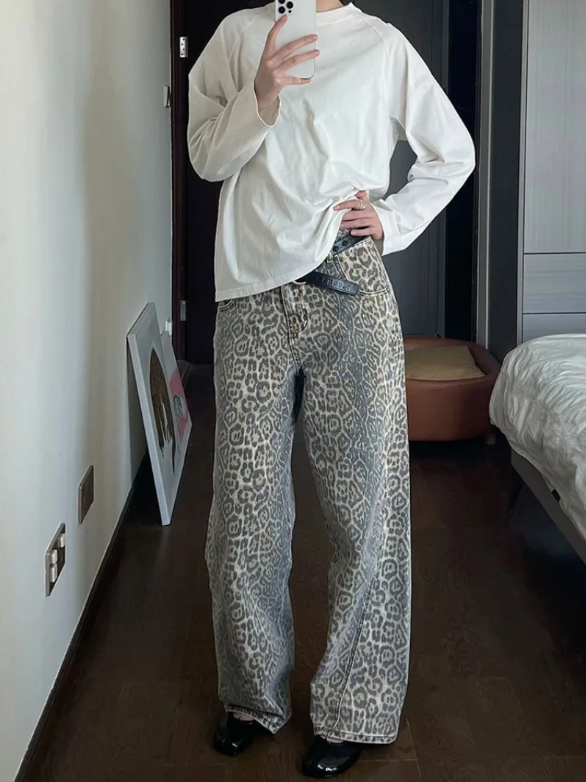 Leopard Denim Jeans