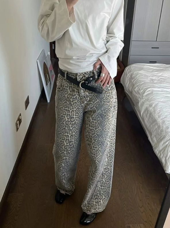 Leopard Denim Jeans