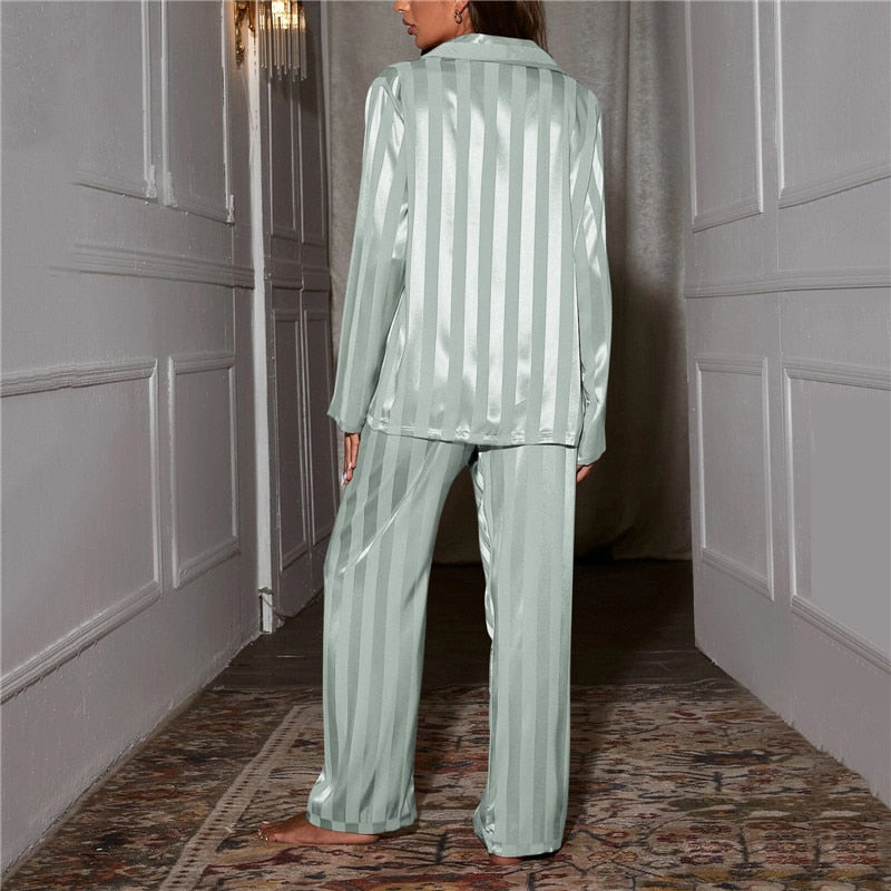 WW | Set Langarm Button Up Lounge Set Satin WW | Set