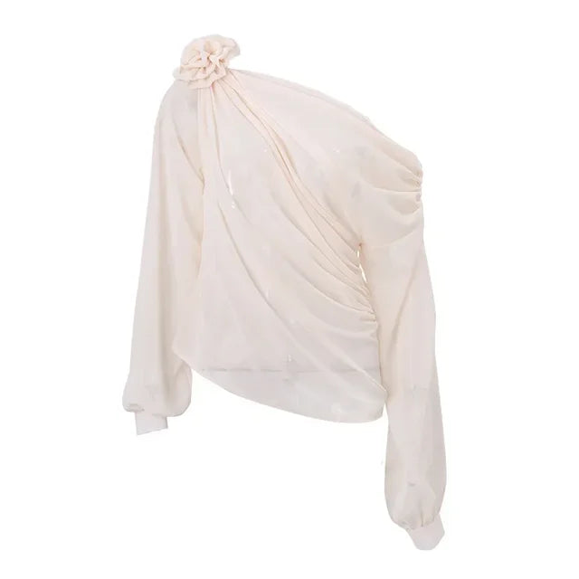WW | Drapierte Ein-Schulter-Bluse