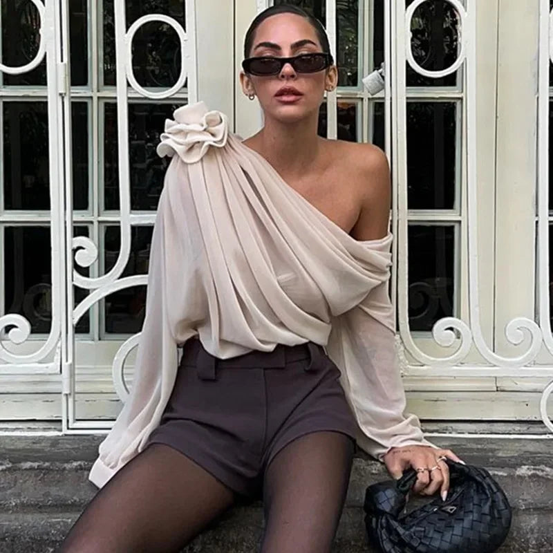 WW | Drapierte Ein-Schulter-Bluse