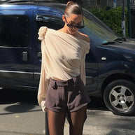 WW | Drapierte Ein-Schulter-Bluse