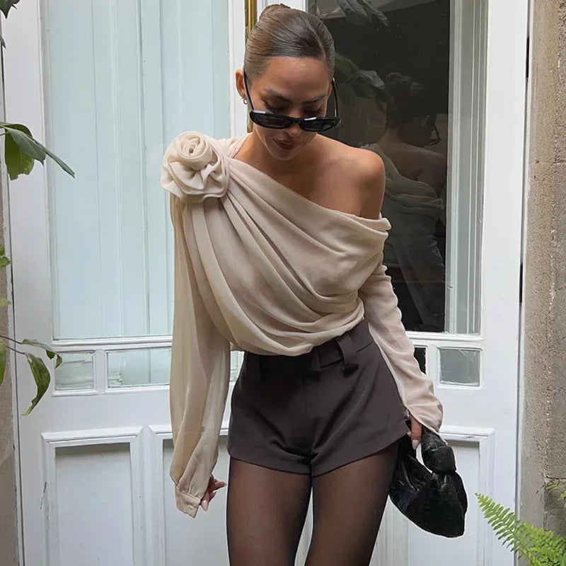 WW | Drapierte Ein-Schulter-Bluse