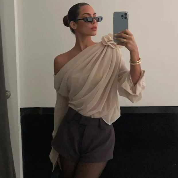 WW | Drapierte Ein-Schulter-Bluse