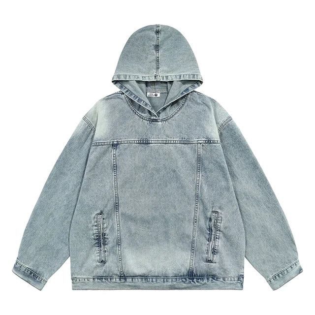 WW | Washed-Denim-Jacke mit Kapuze