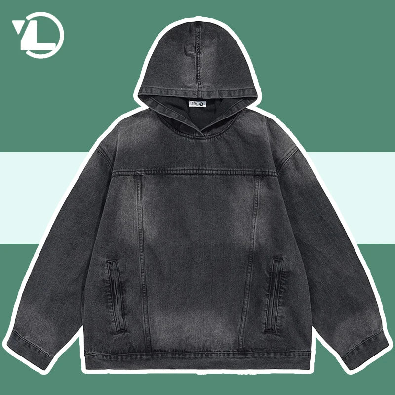 WW | Washed-Denim-Jacke mit Kapuze