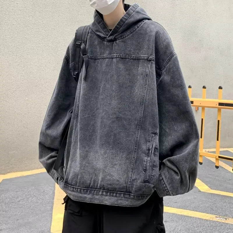 WW | Washed-Denim-Jacke mit Kapuze