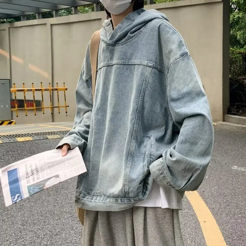WW | Washed-Denim-Jacke mit Kapuze