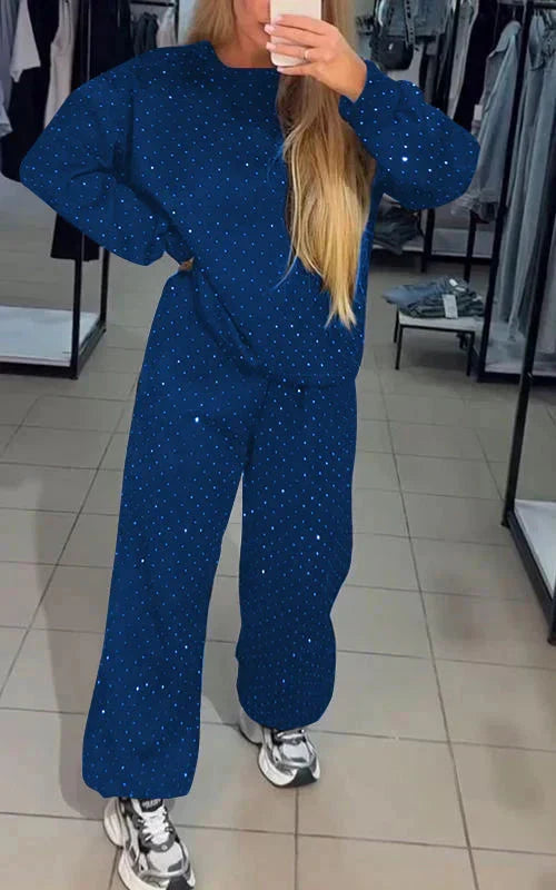 W&W Mode | Schweiß Set Glitzernd Bequem Jogging Set Damenbekleidung