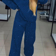 WW | Schweiß Set Glitzernd Bequem Jogging Set Damenbekleidung