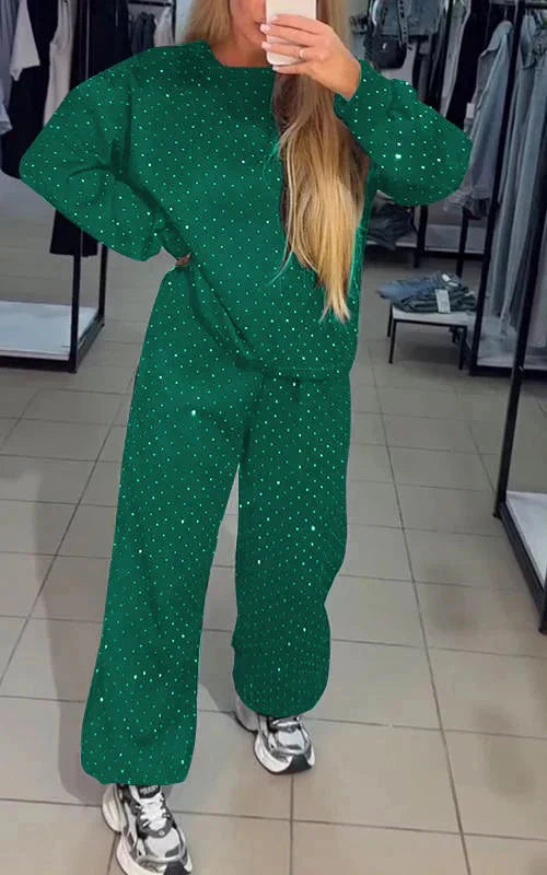 W&W Mode | Schweiß Set Glitzernd Bequem Jogging Set Damenbekleidung