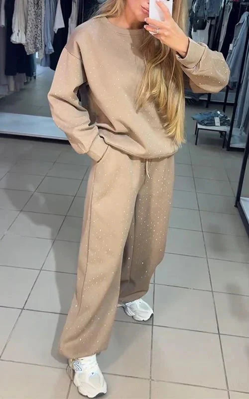 W&W Mode | Schweiß Set Glitzernd Bequem Jogging Set Damenbekleidung