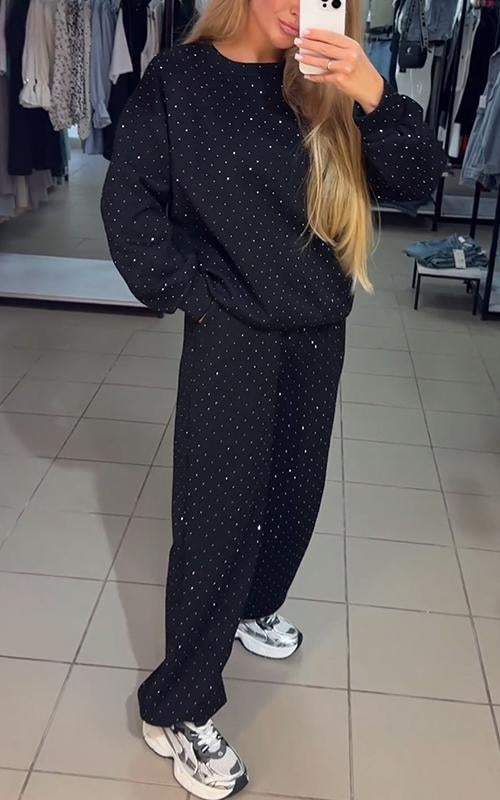 W&W Mode | Schweiß Set Glitzernd Bequem Jogging Set Damenbekleidung