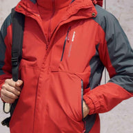 WW | Wind- und wasserdichte Wanderjacke mit Kapuze, Taschen und doppeltem Reißverschluss und Knopfverschluss