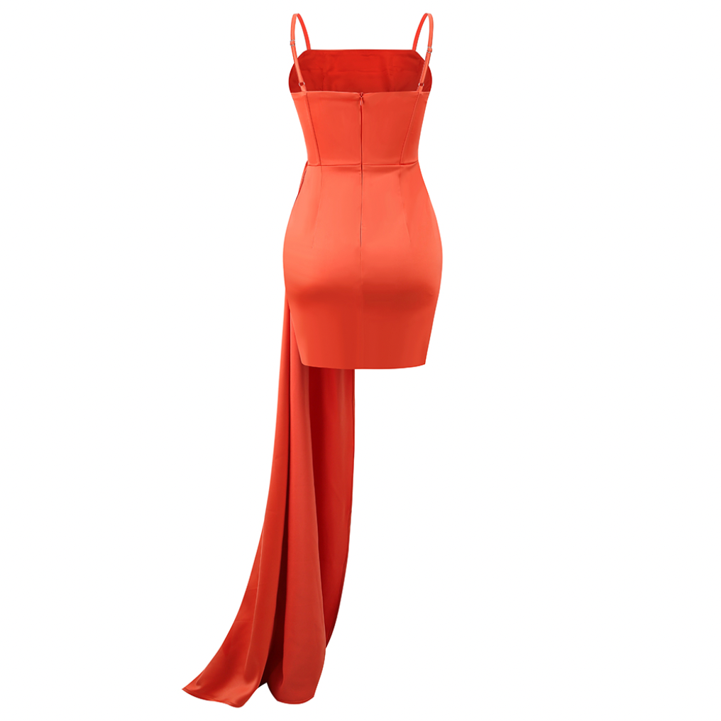 Satin-Minikleid mit seitlicher Schleppe