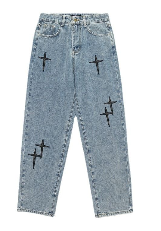 W&W Mode | Blasting Bedruckte Baggy Weit Geschnittene Jeans Für Männer