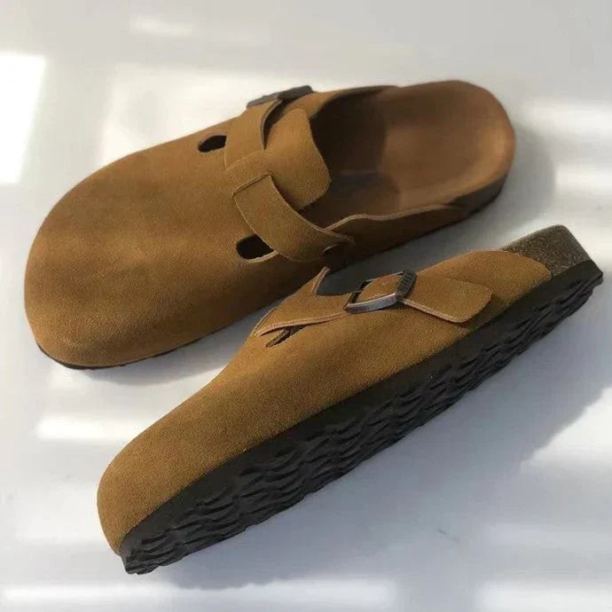 W&W Mode | Lässige Wildlederclogs Mit Schnallenriemen Für Herren