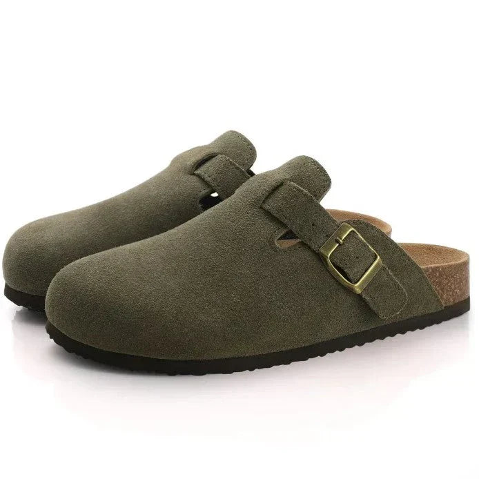 W&W Mode | Lässige Wildlederclogs Mit Schnallenriemen Für Herren