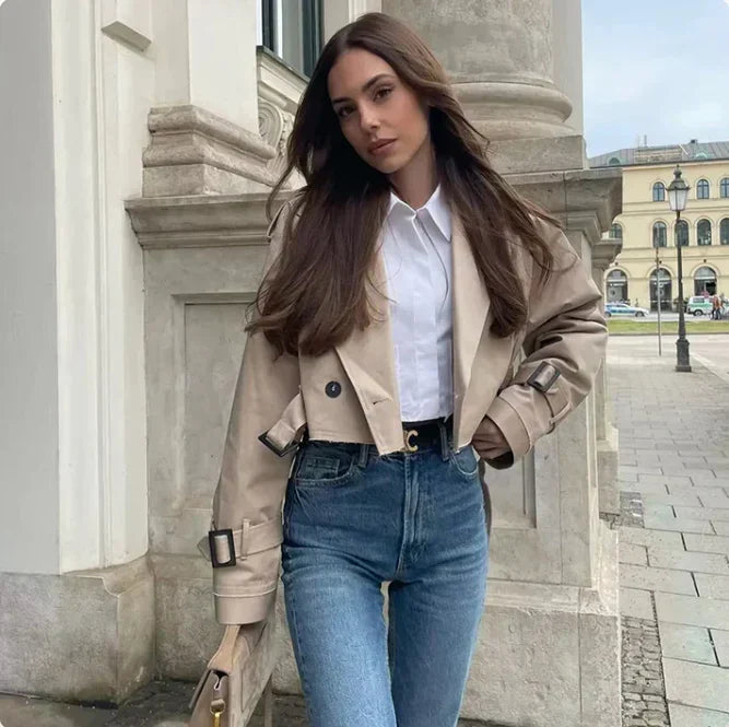 W&W Mode | Langarmiger Trenchcoat mit verstellbarem Gürtel