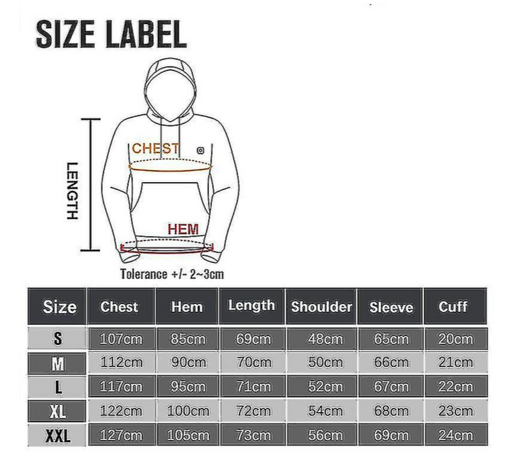 W&W Mode Hoodies, USB elektrische Heizung leichte Kapuzen-Sweatshirts Jacke