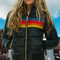 WW | Damen Winter Daunenjacke - Mit Retro-Streifen