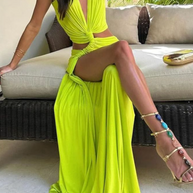 WW | grünes Cut-Out Maxikleid