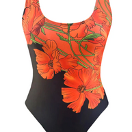 WW | Badeanzug mit orangefarbenem Blumenmuster