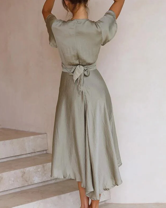 W&W Mode | Elegantes V-ausschnitt Kleid Mit Schmetterlingsärmeln