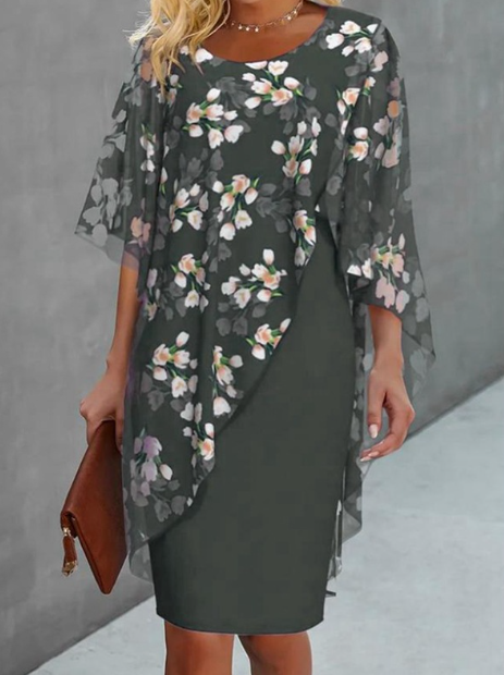 Damen Blumenkleid mit eleganter Lagenoptik