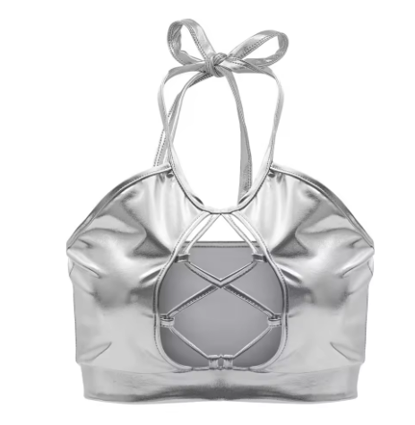 Damen Sport-Bikini-Oberteil mit einzigartigen Schnittdetails und schimmerndem Finish W&W Mode