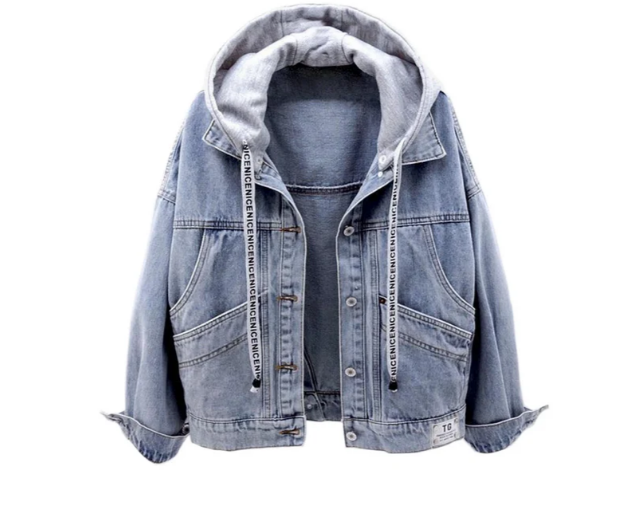 W&W Mode - Lässige Damen Jeansjacke Mit Kapuze