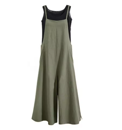 WW | Einfarbiger Leinen Vielseitiger Spaghetti Jumpsuit