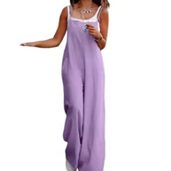 WW | Einfarbiger Leinen Vielseitiger Spaghetti Jumpsuit