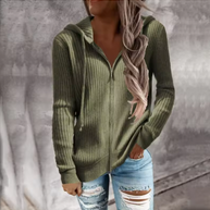 Damen Kapuzenpullover mit strukturierter Rippoptik und praktischen Knöpfen WW