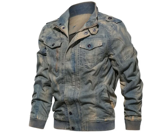 WW | Herren Jeansjacke Mit Stehkragen